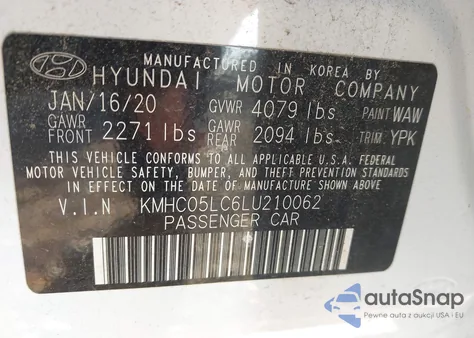 2020 Hyundai Ioniq Hybrid Limited from USA, damaged, VIN KMHC05LC6LU210062